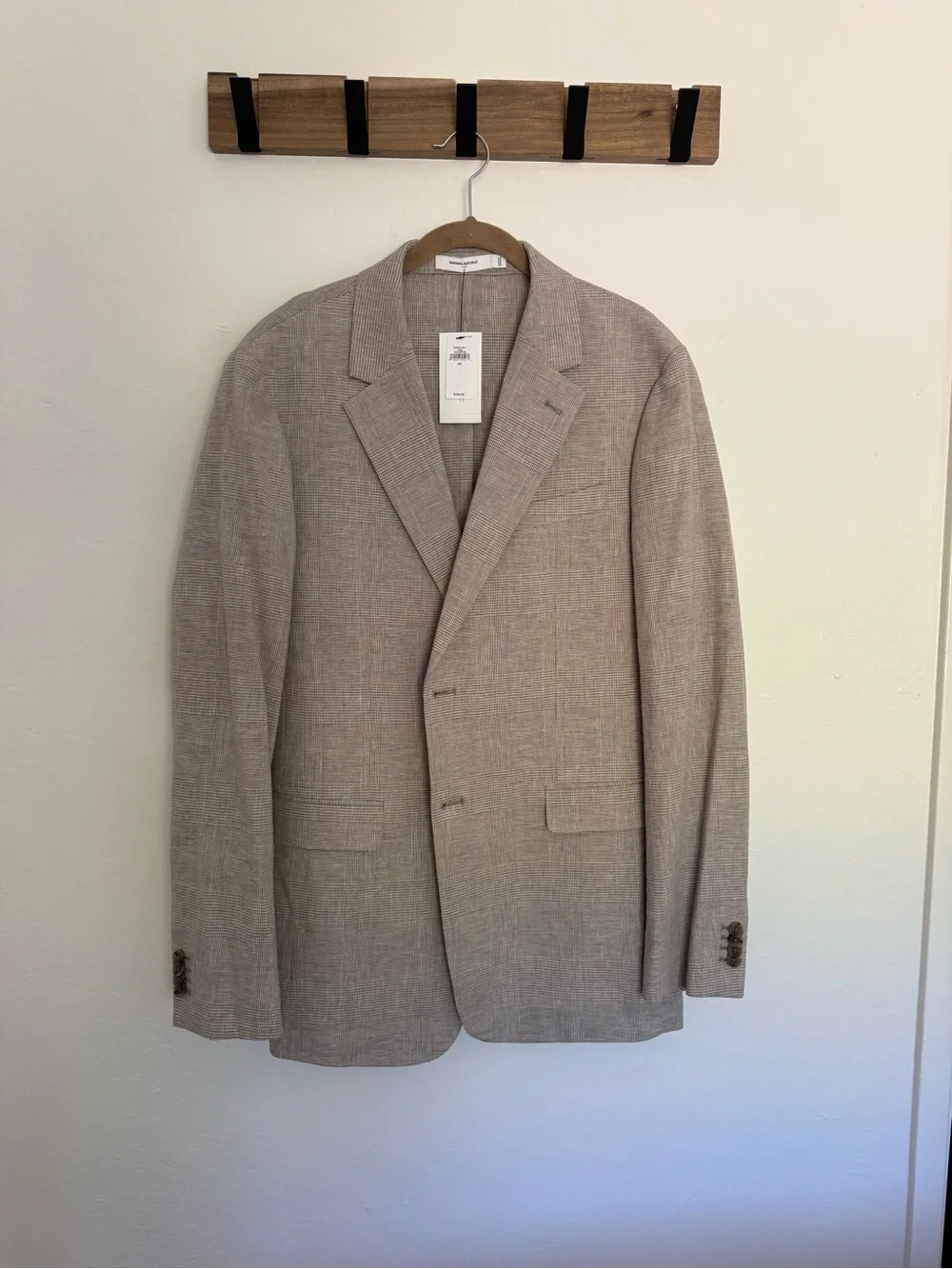 Banana Republic Glen Plaid Linen Blend Suit 42L 36x34